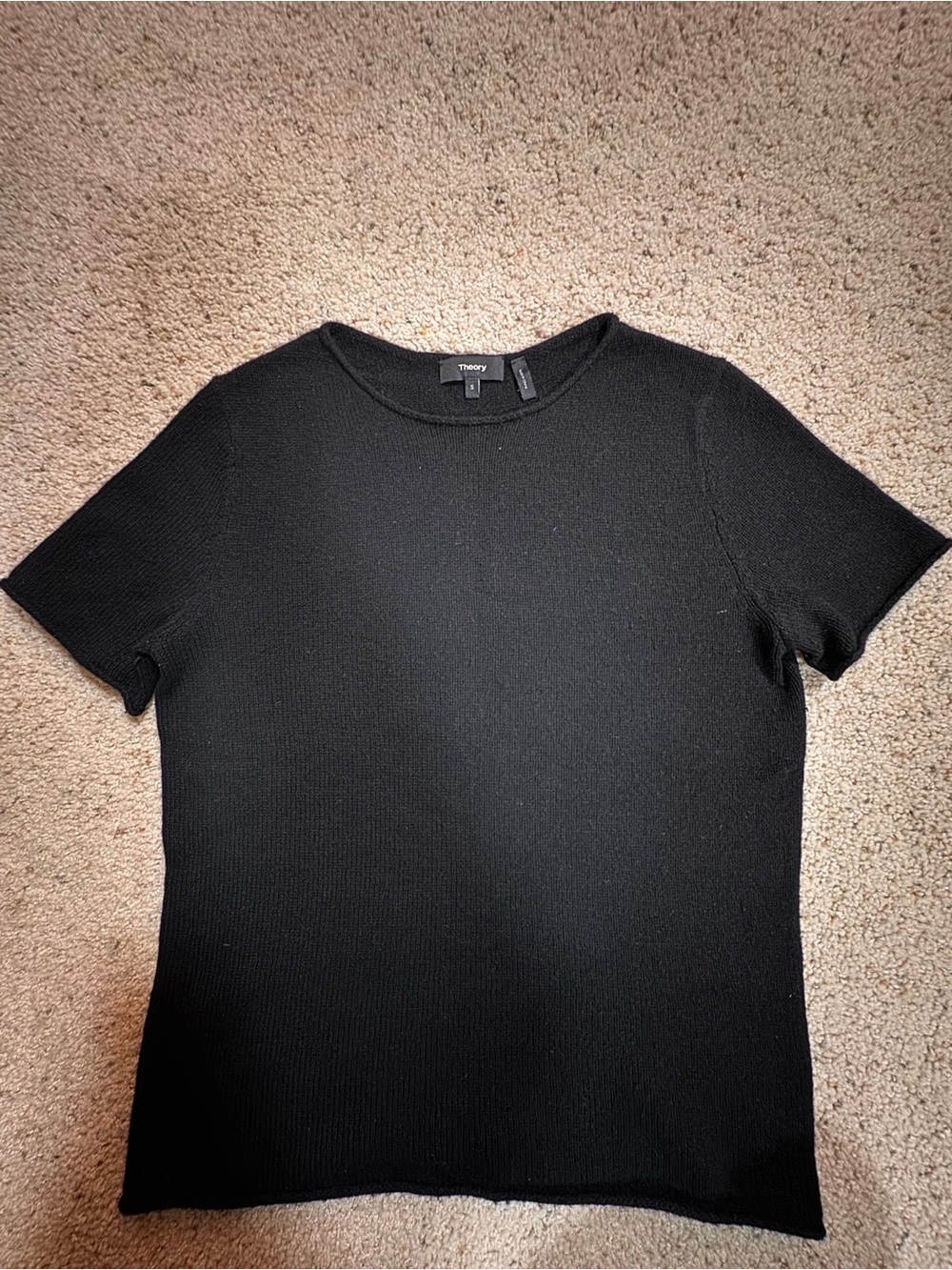 Theory Black Short Sleeve Cashmere Tee